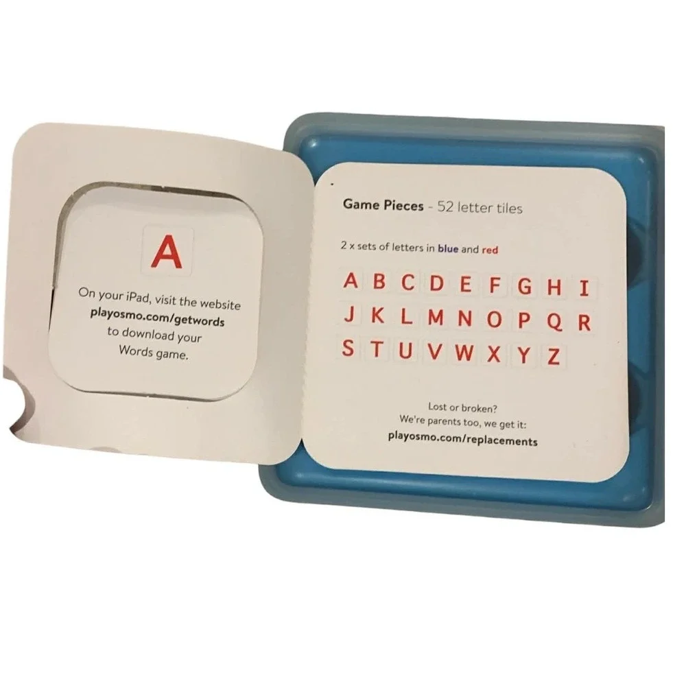 Osmo Words Replacement Tiles  Complete 52 Letter Set & Blue Case NO‎ BASE